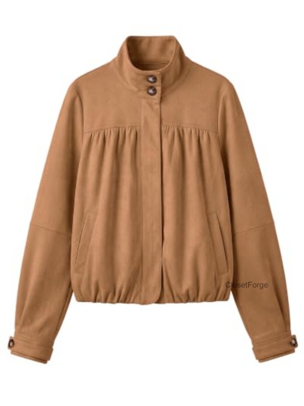 luvamia Faux Suede Jacket Womens Long Sleeve Button Up Bubble Coat
